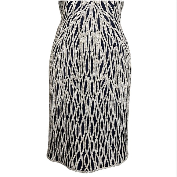 Vintage Nipon Night White Fully Sequined & Beaded 100% Silk Sheath Dress Size 4 - Picture 5 of 16